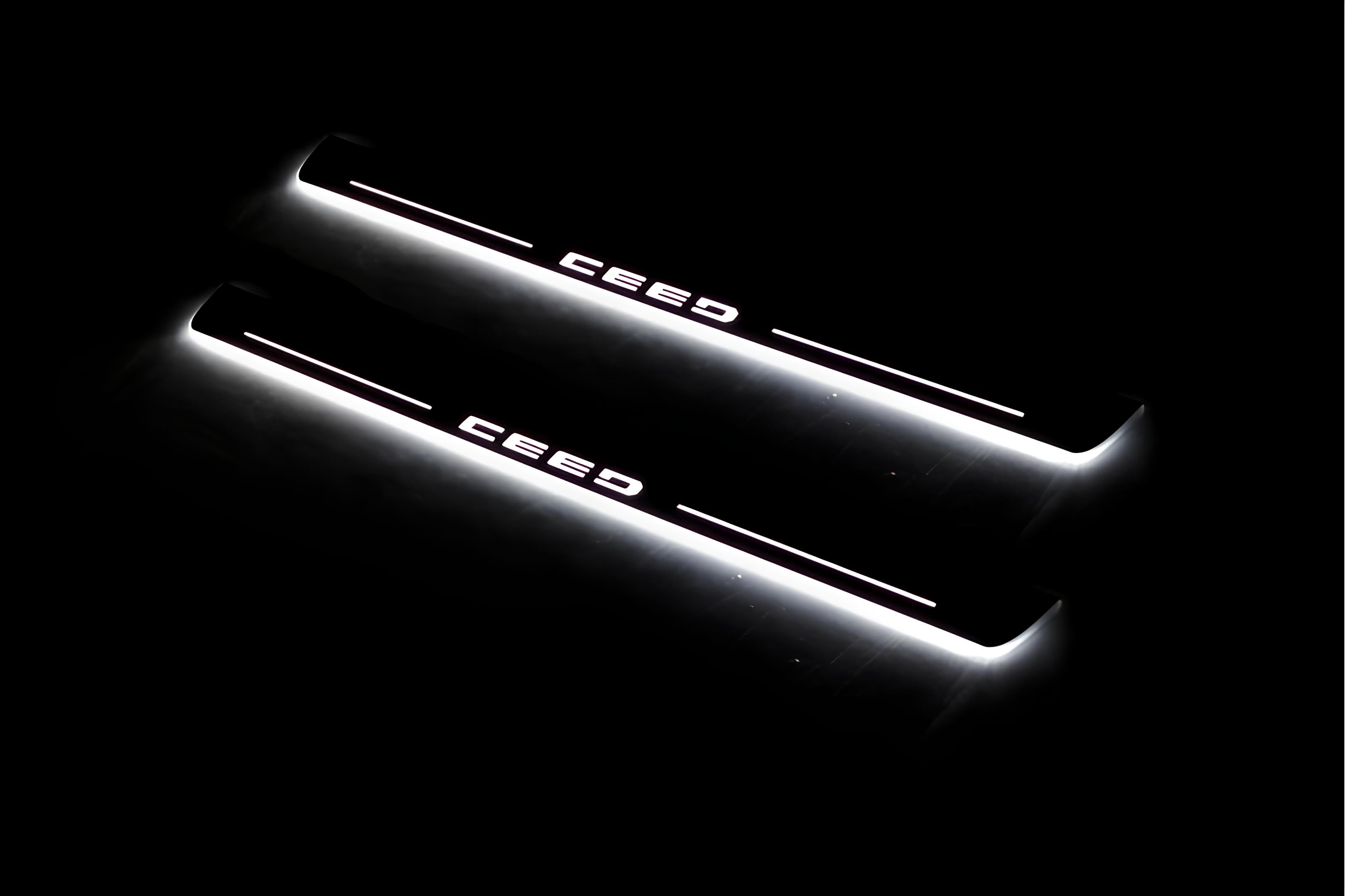 Illuminated LED Door Sill Tread Plates KIA Ceed III 2018+ With Ceed Logo KIA Led Door Sills opdesign