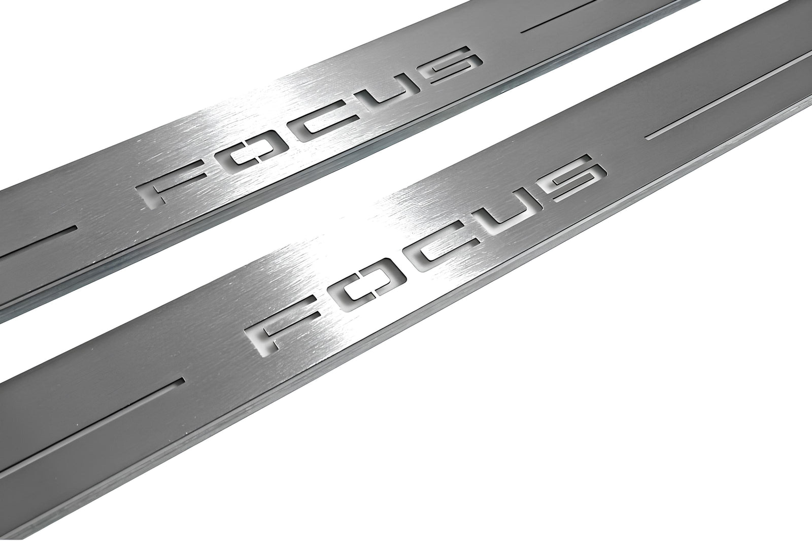 Ford Focus IV 2018+ LED door sill plates in stainless steel with Focus logo