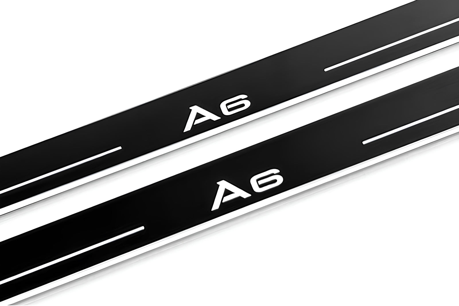 LED door sill plates Audi A6 C7 2011+ in stainless steel with A6 logo