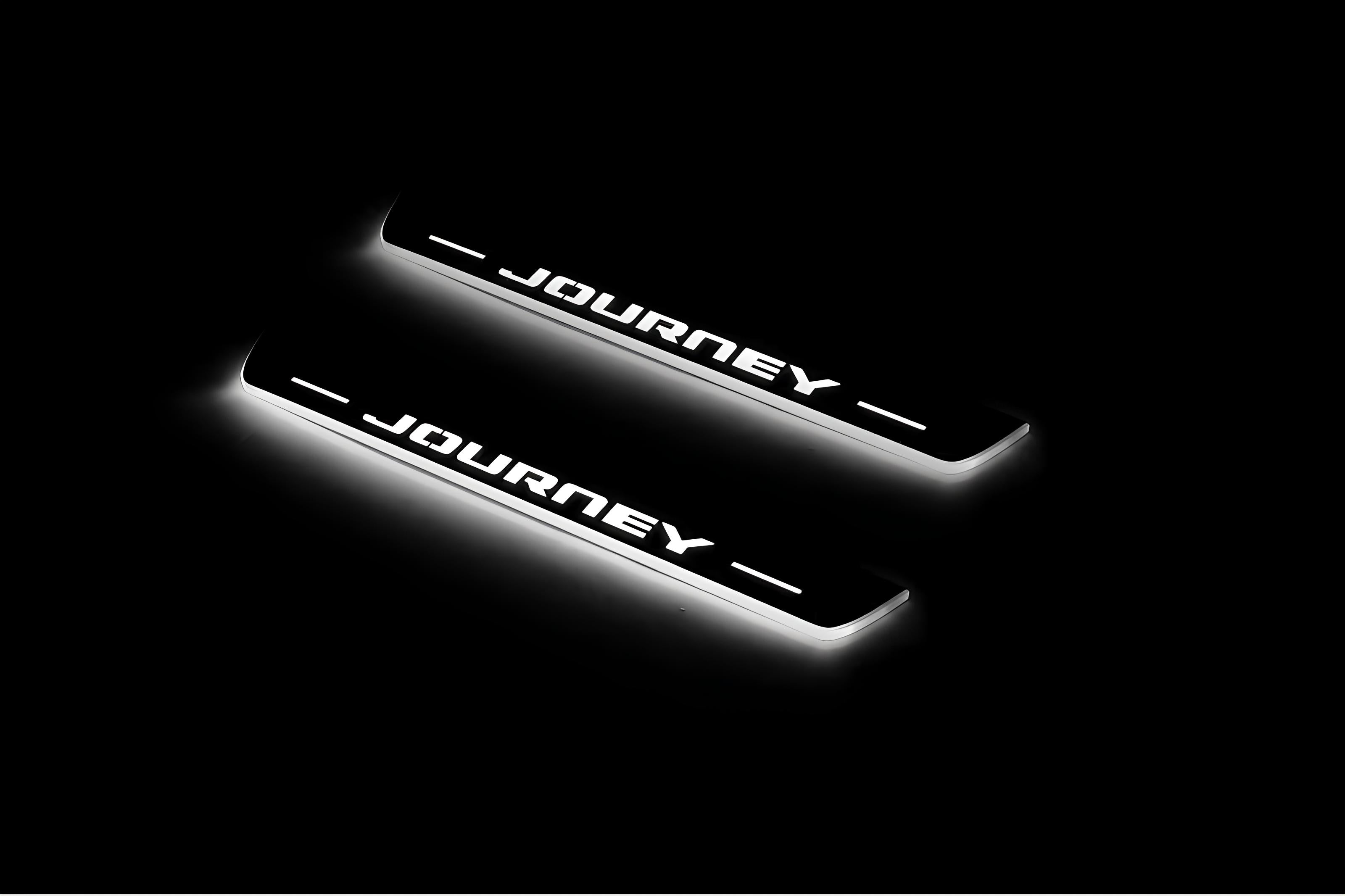 Illuminated LED Door Sill Tread Plates Dodge Journey 2009-2020 With Journey Logo Dodge Led Door Sills opdesign