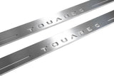 LED door sill plates Volkswagen Touareg III 2018+ in stainless steel with Touareg logo