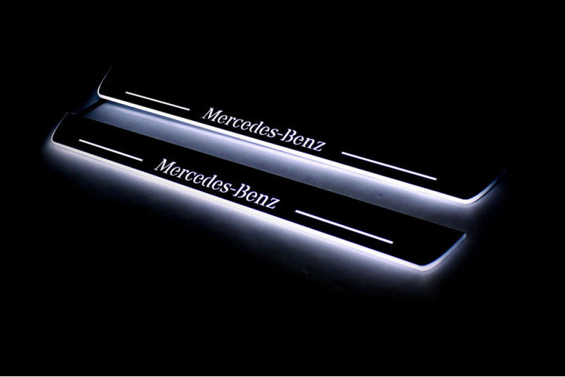 Mercedes GLS II X167 2019+ stainless steel LED door sill plates with Mercedes-Benz logo
