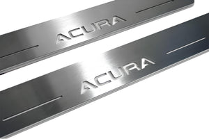 Illuminated LED Door Sill Tread Plates Acura MDX III 2013-2021 With Acura Logo Acura Led Door Sills opdesign