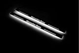 Mercedes E W210 1995+ door sill plates in stainless steel with Mercedes-Benz logo