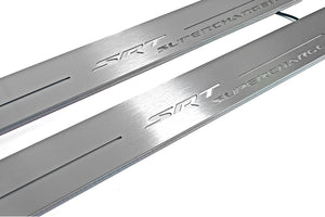 Illuminated LED Door Sill Tread Plates Jeep Grand Cherokee IV 2010-2021 With SRT Supercharged Logo Jeep Led Door Sills opdesign