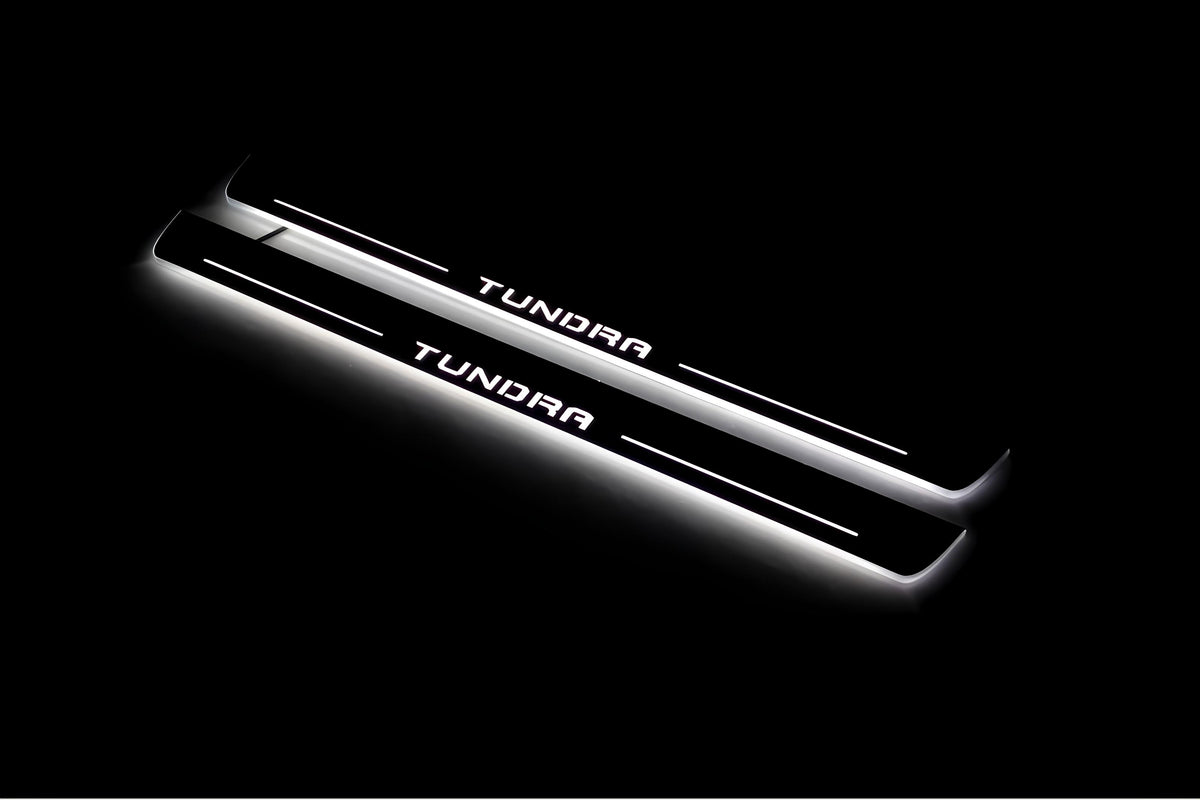 Toyota Tundra IV XK80 2022+ stainless steel illuminated entry guards with Tundra logo