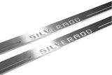 Chevrolet Silverado III 2014+ entry guards in stainless steel with Silverado logo