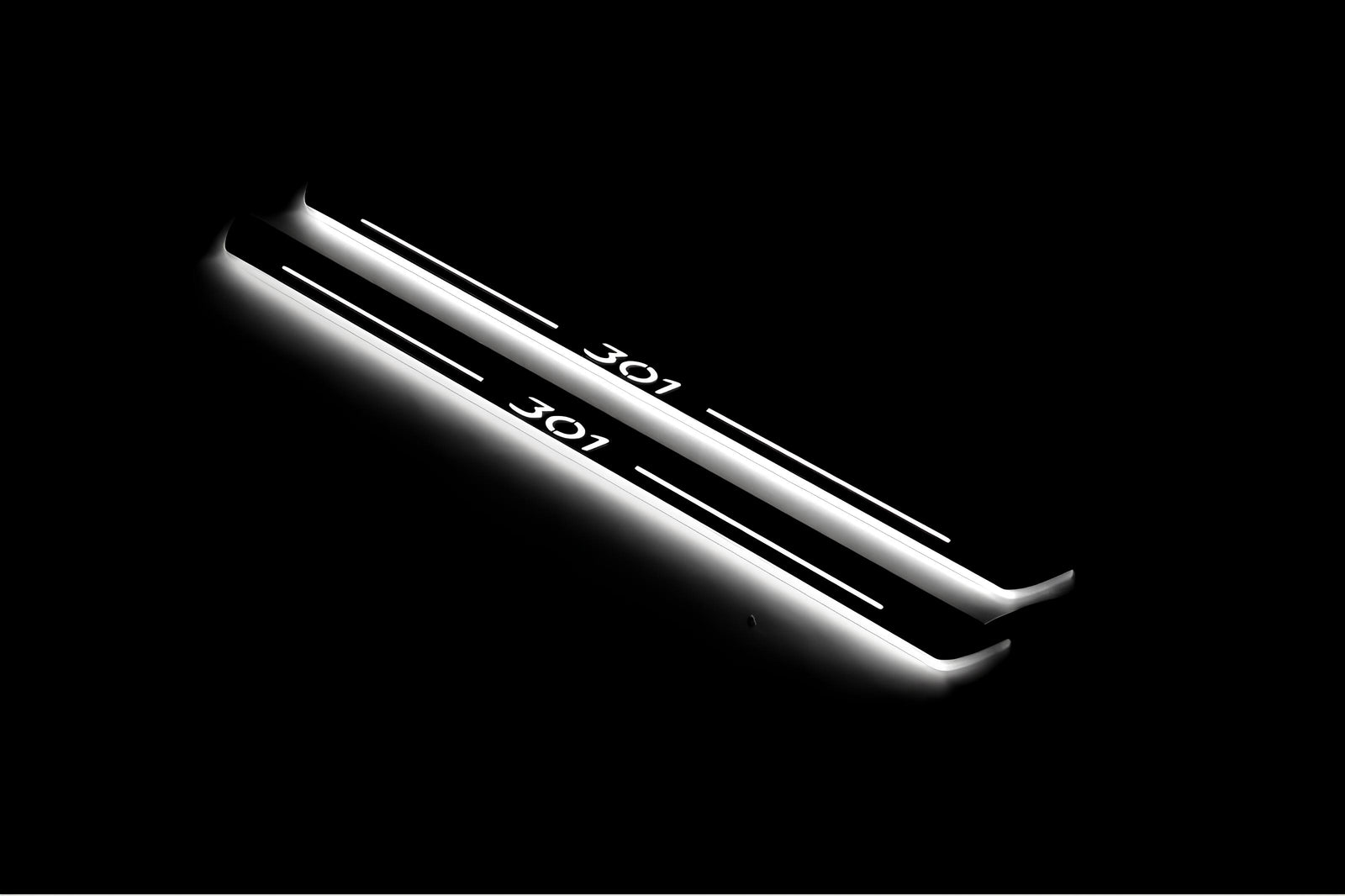 Peugeot 301 2012+ door sill plates in stainless steel with 301 logo