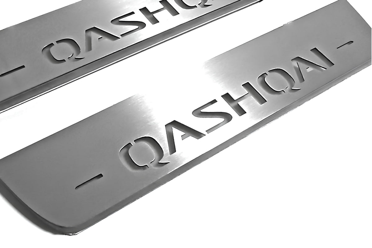 stainless steel LED door sill plates for Nissan Qashqai III J12 2021+ with Qashqai logo