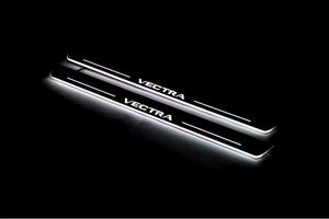 Illuminated LED Door Sill Tread Plates Opel Vectra C 2002-2008 With Vectra Logo Opel Led Door Sills opdesign