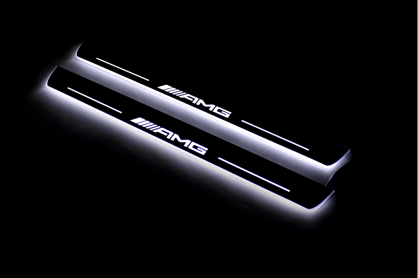 Mercedes A W177 2018+ stainless steel LED door sill plates with AMG logo