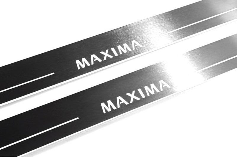 Nissan Maxima VIII A36 Stainless Steel LED Door Sills – Maxima Logo