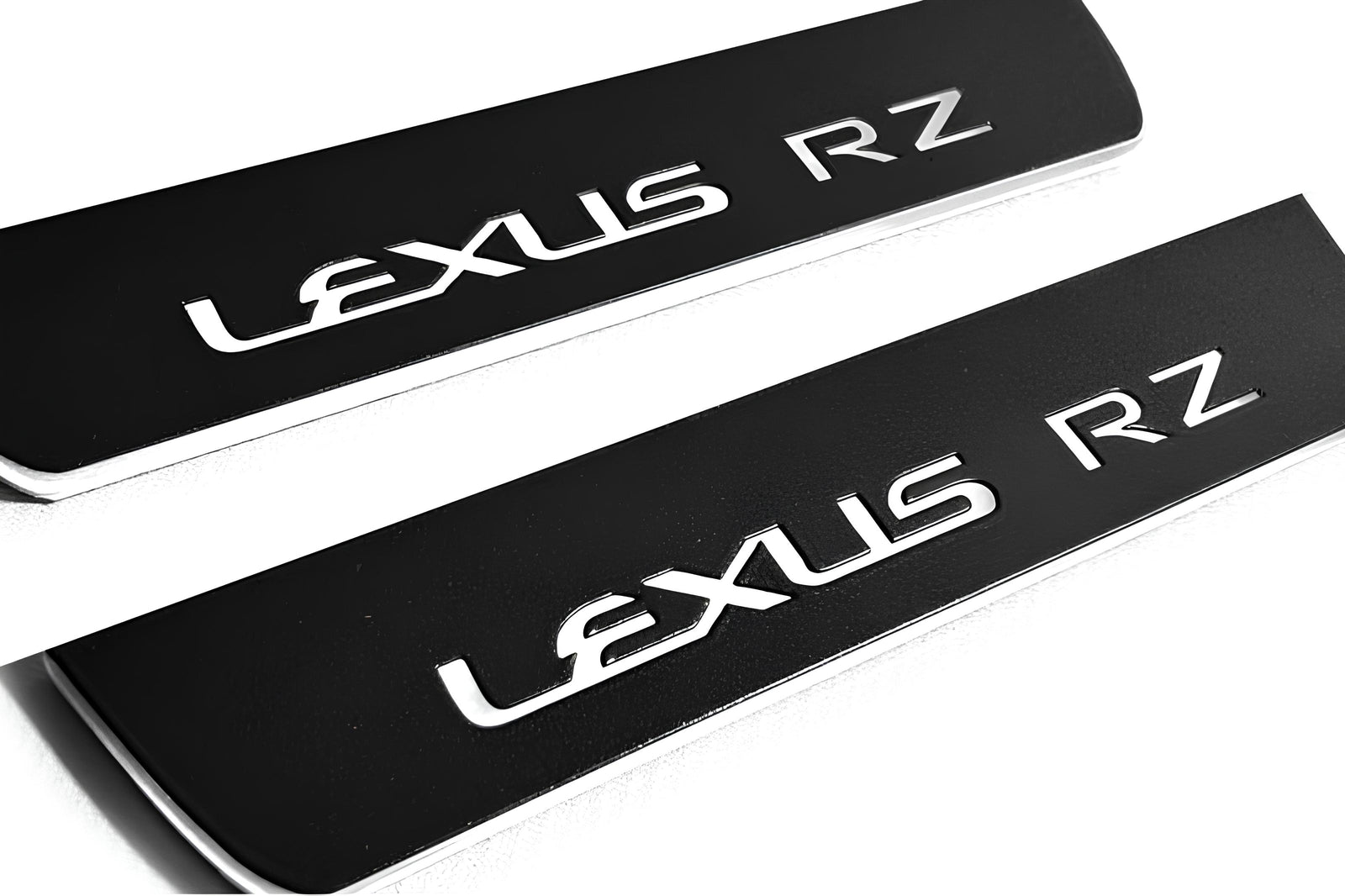 Lexus RZ 2022+ stainless steel illuminated entry guards with Lexus RZ logo