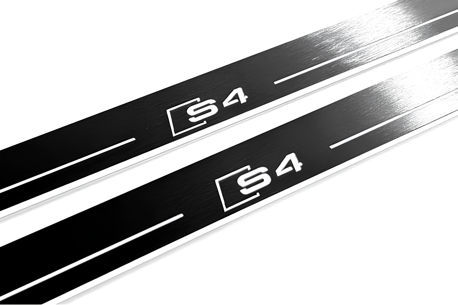 Audi A4 B8 2007+ door sill plates in stainless steel with S4 logo