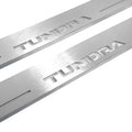 Illuminated LED Door Sill Tread Plates Toyota Tundra III 2014-2021 With Tundra Logo Toyota Led Door Sills opdesign