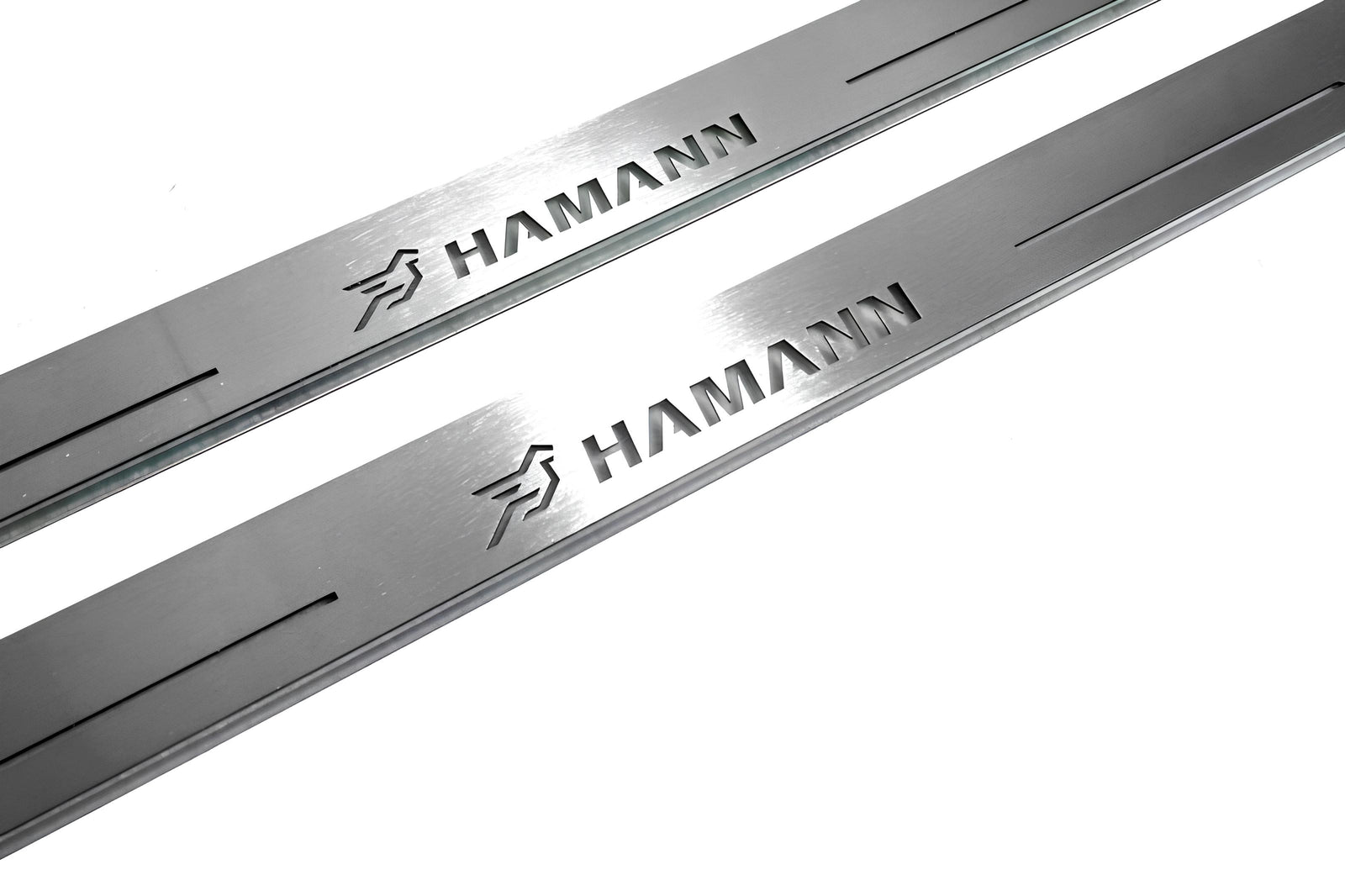 BMW X5 E70 2006+ door sill plates in stainless steel with HAMANN logo