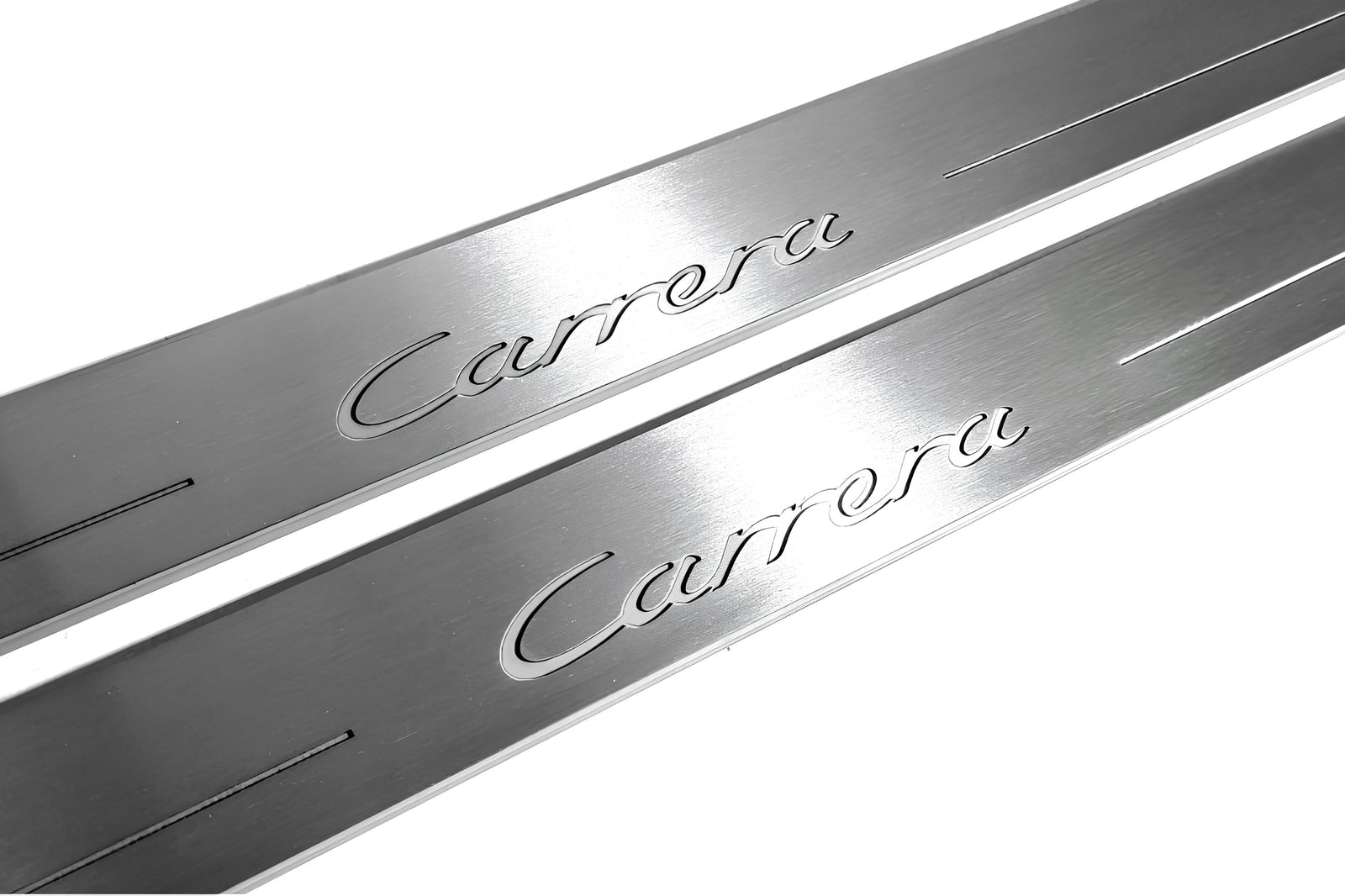 Porsche 911 (996) 1997+ stainless steel illuminated entry guards with Carrera logo