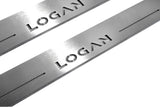 Dacia Logan II 2013+ LED door sill plates in stainless steel with Logan logo