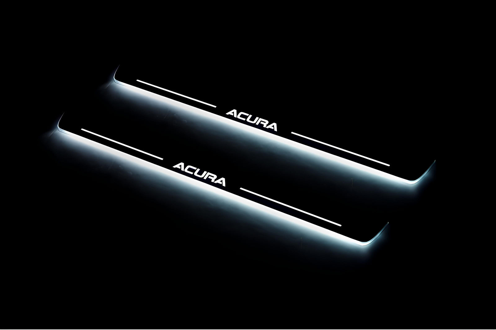 Acura MDX II 2006+ stainless steel LED door sill plates with Acura logo