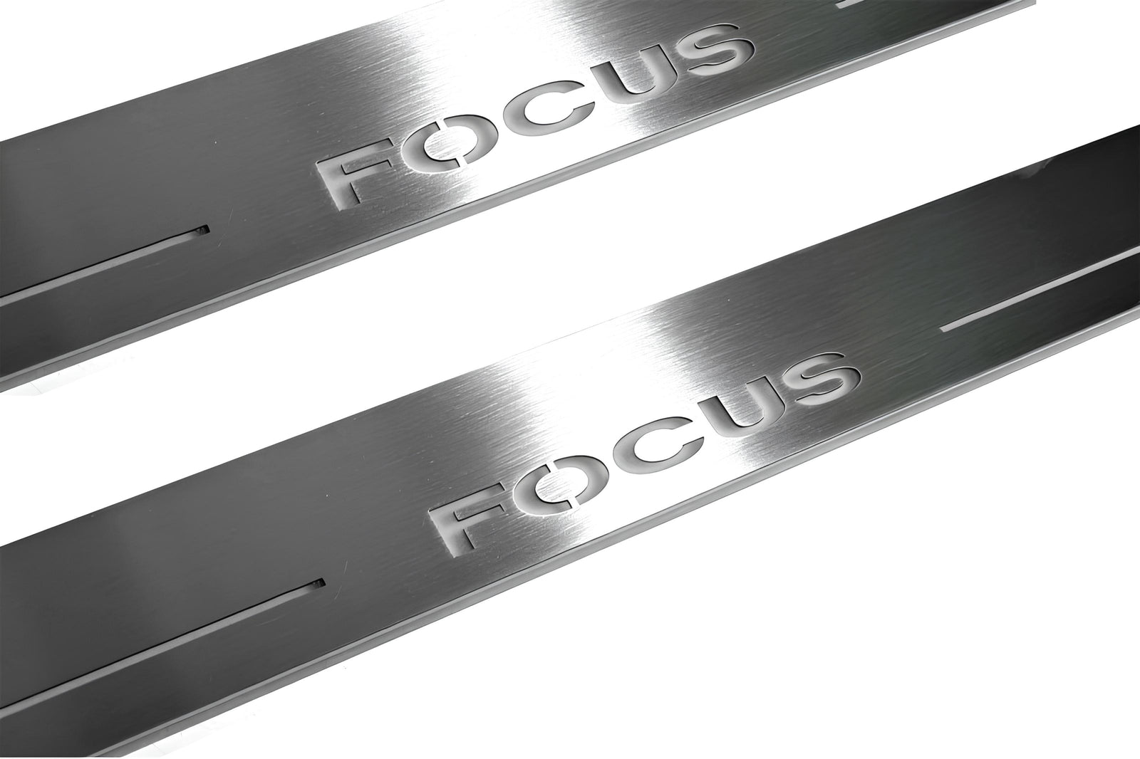 Ford Focus II 2004+ LED door sill plates stainless steel with Focus logo