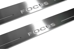 Illuminated LED Door Sill Tread Plates Ford Focus II 2004-2011 With Focus Logo Ford Led Door Sills opdesign