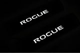 Nissan Rogue II T32 2014+ illuminated door sill protectors in stainless steel with Rogue logo