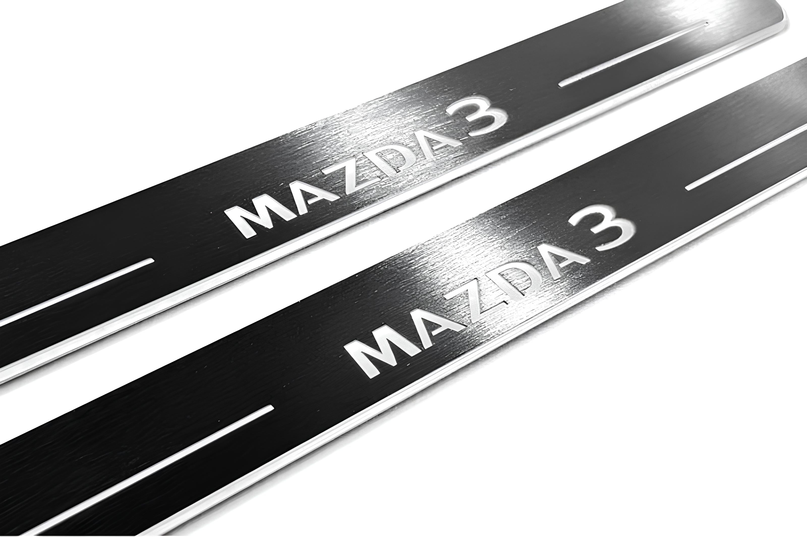 Illuminated LED Door Sill Tread Plates Mazda 3 IV 2019+ With Mazda 3 Logo Mazda Led Door Sills opdesign