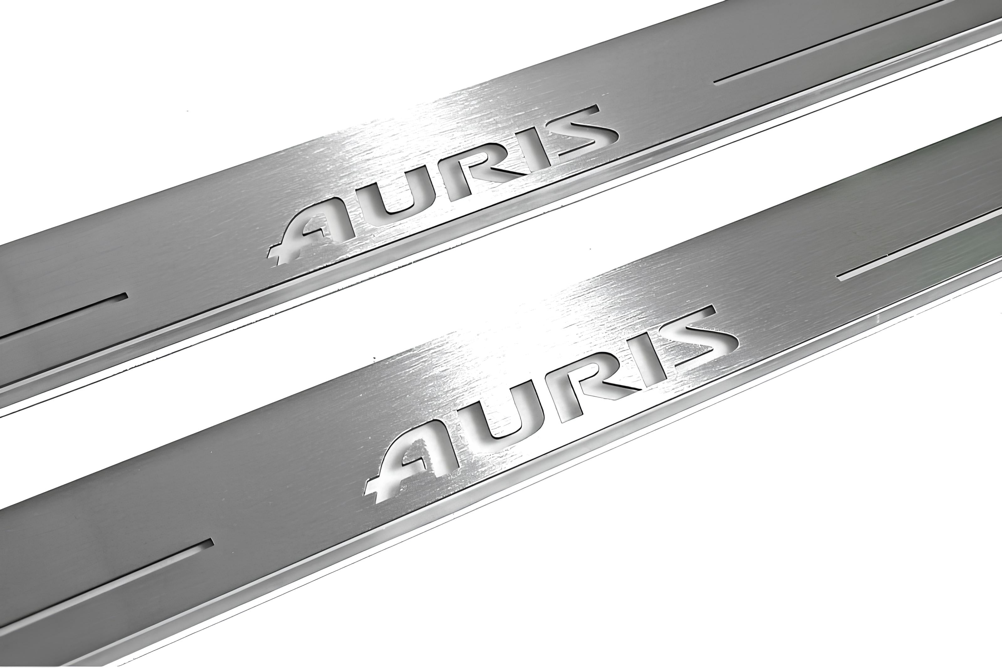 Illuminated LED Door Sill Tread Plates Toyota Auris II 2013-2018 With Auris Logo Toyota Led Door Sills opdesign