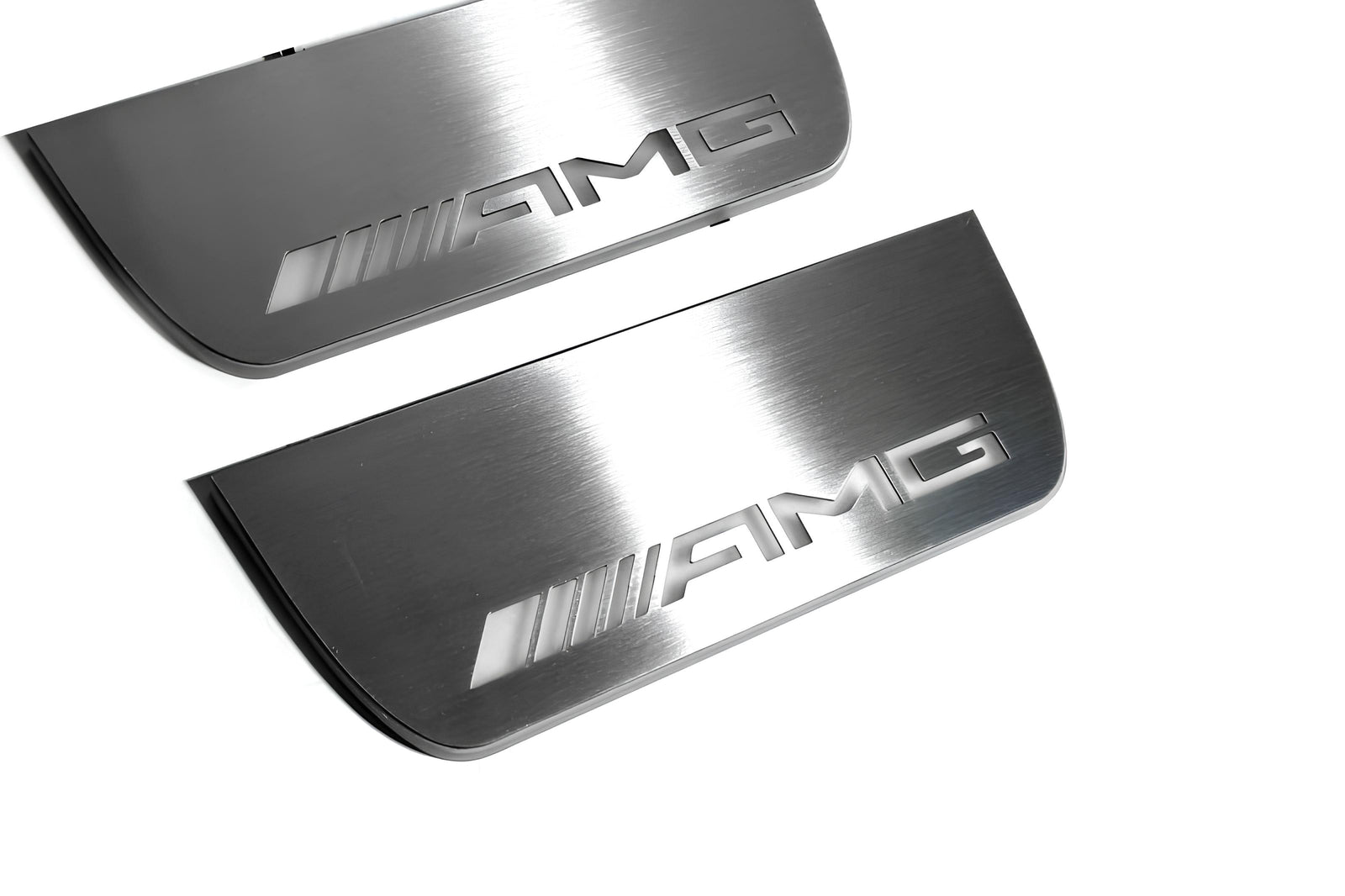 LED door sill plates Mercedes ML W164 2005+ in stainless steel with AMG logo