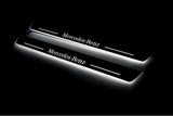 Mercedes-Benz S-Class W222 Stainless Steel LED Door Sills – Mercedes-Benz Logo – illuminated angled product view