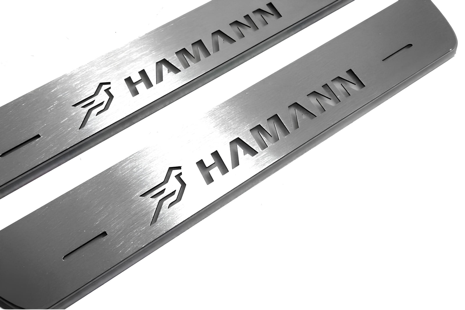BMW X5 E70 2006+ entry guards in stainless steel with HAMANN logo