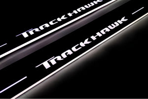 Illuminated LED Door Sill Tread Plates Jeep Grand Cherokee IV 2010-2021 With TrackHawk Logo Jeep Led Door Sills opdesign