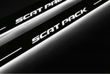 LED door sill plates Dodge Charger LD 2023+ in stainless steel with Scat Pack logo