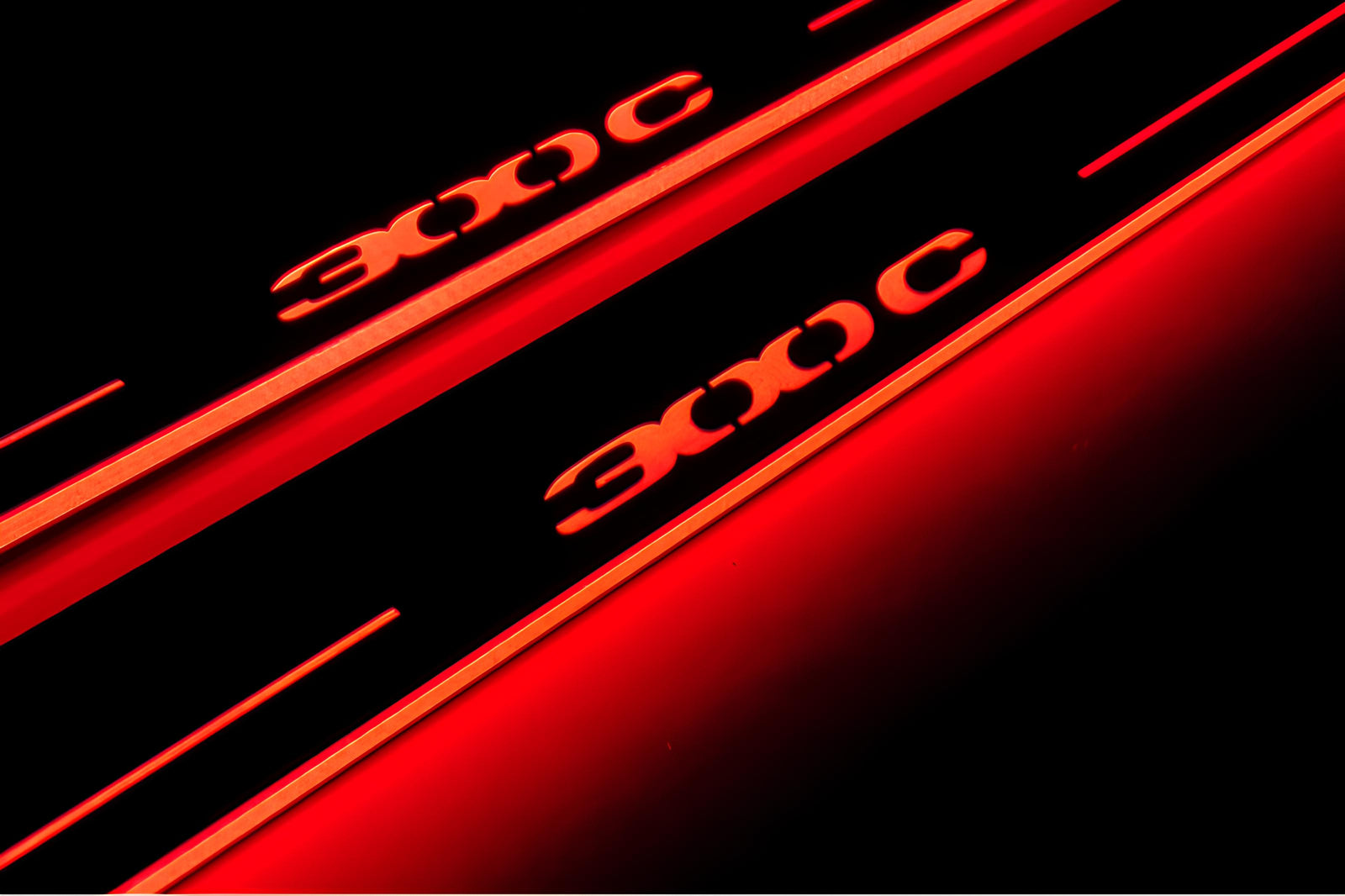 Chrysler 300C II LD 2011+ stainless steel LED door sill plates with 300C logo