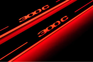 Illuminated LED Door Sill Tread Plates Chrysler 300C II 2011-2023 With 300C Logo Chrysler Led Door Sills opdesign