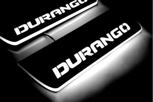 Illuminated LED Door Sill Tread Plates Dodge Durango III 2011+ With Durango Logo Dodge Led Door Sills opdesign
