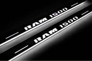 Illuminated LED Door Sill Tread Plates Dodge Ram IV 2009-2018 With RAM 1500 Logo Dodge Led Door Sills opdesign