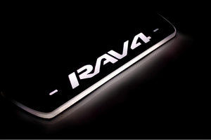 Illuminated LED Door Sill Tread Plates Toyota Rav4 IV 2013-2018 With Rav4 Logo Toyota Led Door Sills opdesign