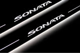 Hyundai Sonata VII (LF) 2014+ illuminated entry guards in stainless steel with Sonata logo