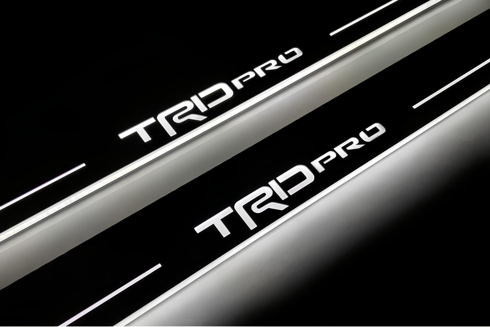 stainless steel LED door sill plates with Toyota Tundra IV XK80 2022+ with TRD pro logo
