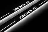 LED door sill plates Chrysler 300C I 2005+ in stainless steel with 300C logo