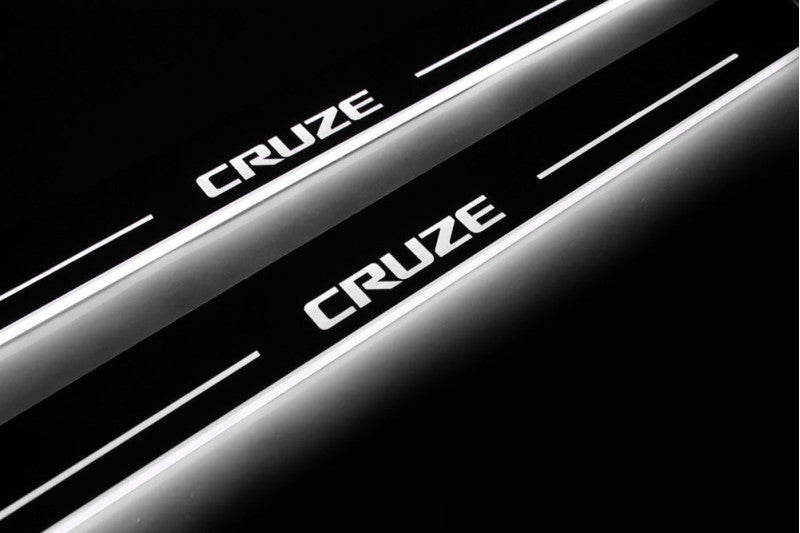 Chevrolet Cruze II 2016+ LED Door Sills Illuminated Scuff Cruze Logo Stainless Steel Entry Guards