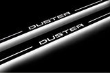 stainless steel LED door sill plates with Dacia Duster I 2010+ with Duster logo