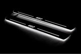 Peugeot 4007 2007+ illuminated entry guards in stainless steel with 4007 logo