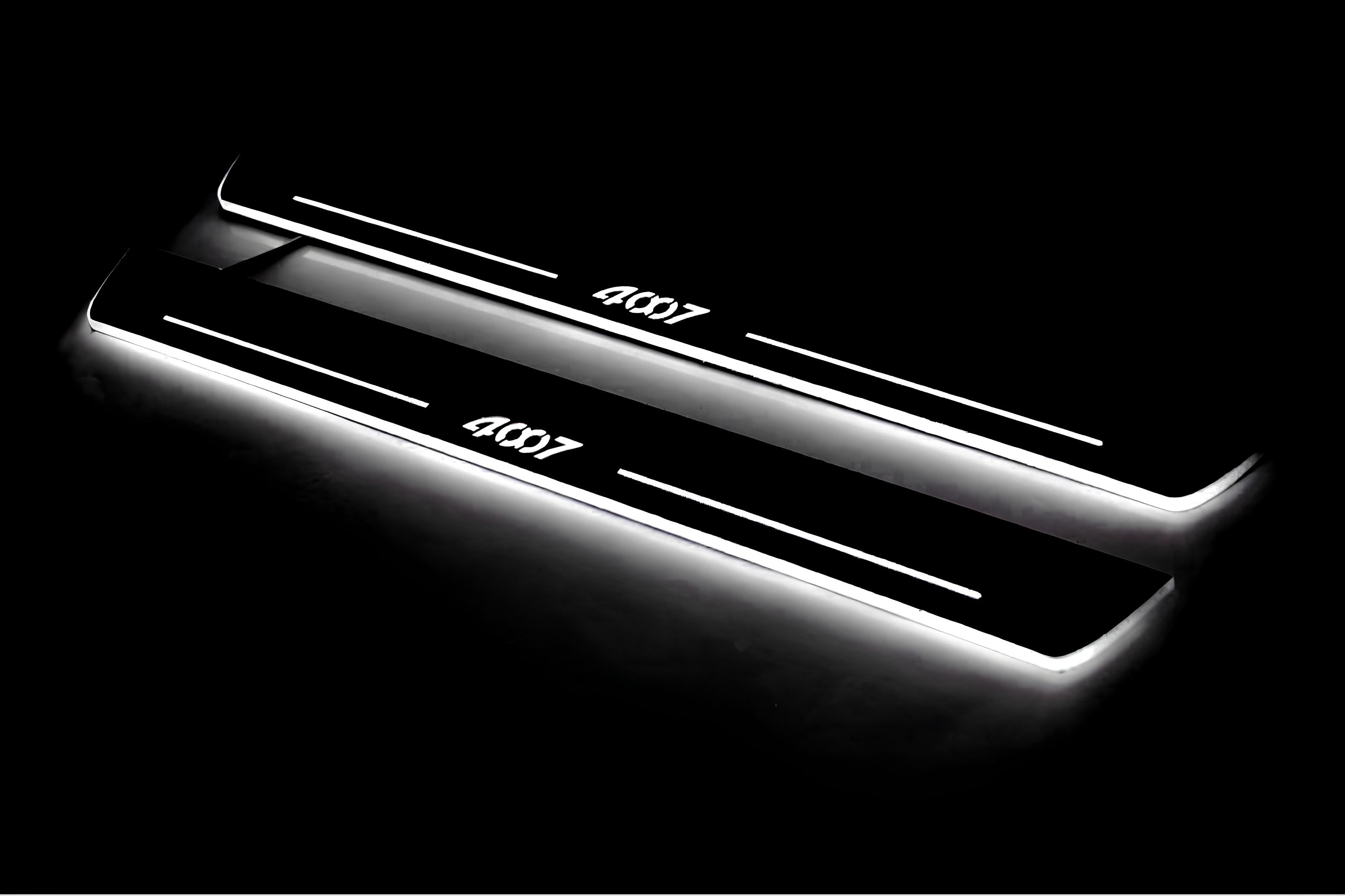 Illuminated LED Door Sill Tread Plates Peugeot 4007 2007-2012 Car Sill With Logo 4007 With 4007 Logo Peugeot Led Door Sills opdesign