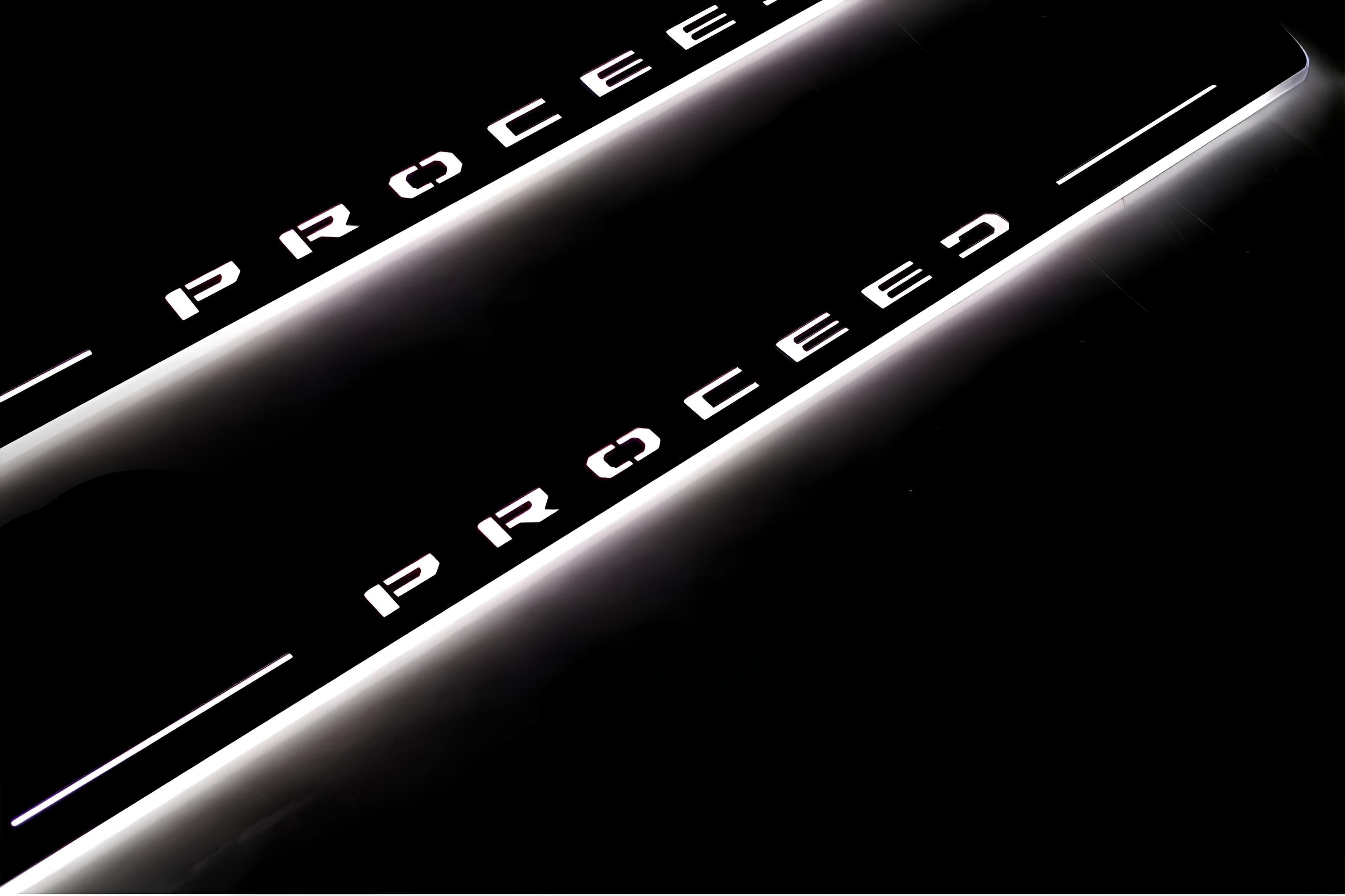 Illuminated LED Door Sill Tread Plates KIA Proceed III 2018-2024 With Proceed Logo KIA Led Door Sills opdesign
