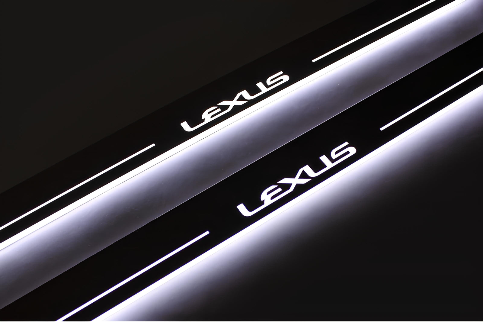 Lexus ES VI XV60 2012+ stainless steel illuminated entry guards with Lexus logo