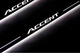 LED door sill plates Hyundai Accent 2011+ in stainless steel with Accent logo
