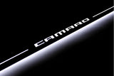 Chevrolet Camaro VI 2016+ stainless steel illuminated entry guards with Camaro logo