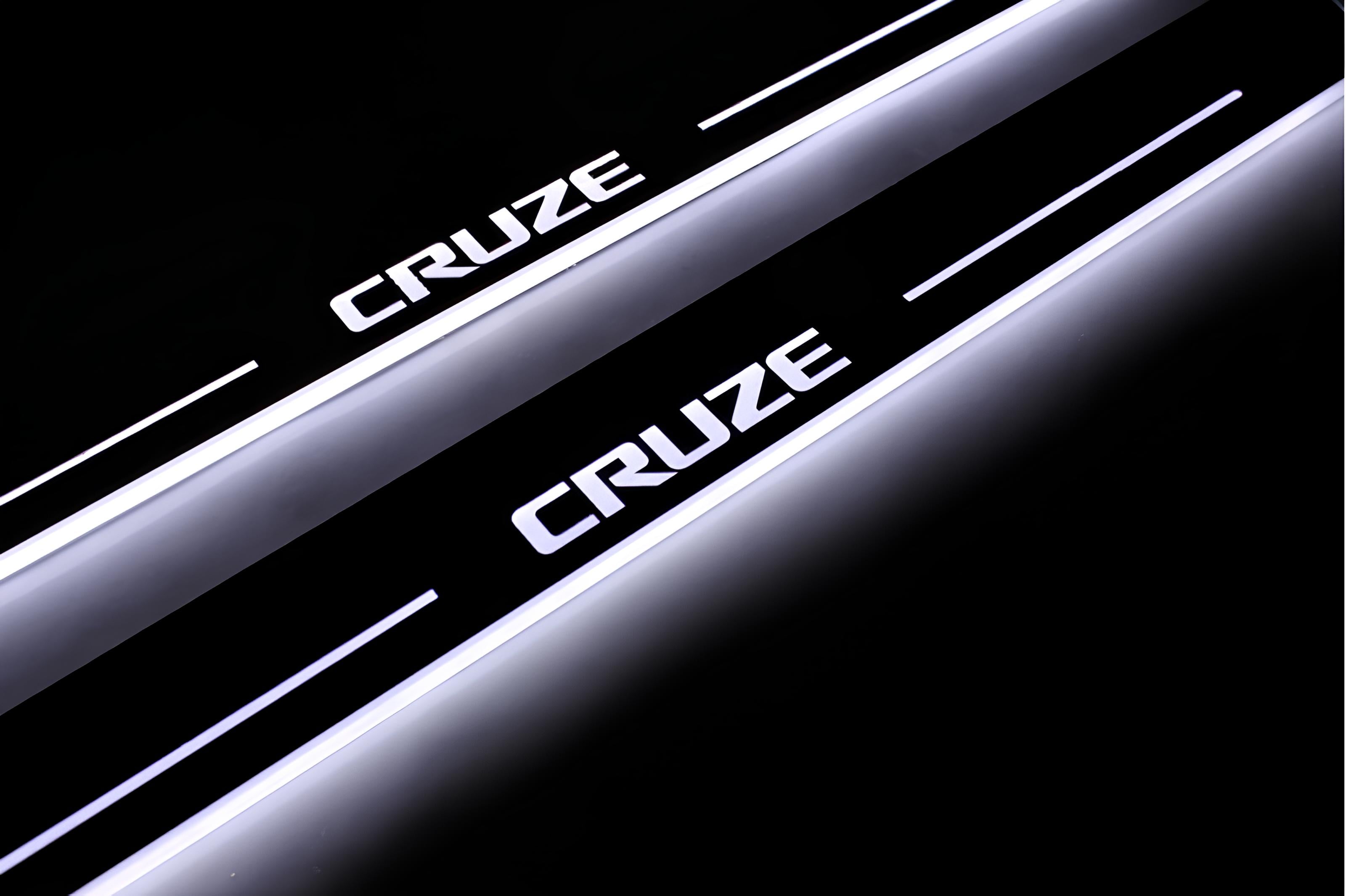 Illuminated LED Door Sill Tread Plates Chevrolet Cruze I 2008-2016 With Cruze Logo Chevrolet Led Door Sills opdesign